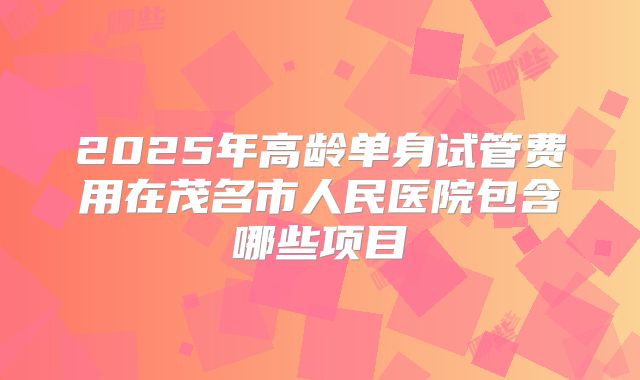 2025年高龄单身试管费用在茂名市人民医院包含哪些项目