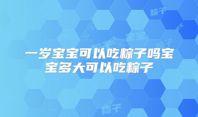 一岁宝宝可以吃粽子吗宝宝多大可以吃粽子