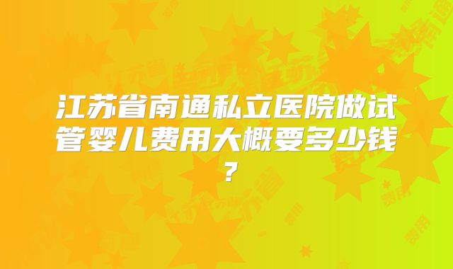 江苏省南通私立医院做试管婴儿费用大概要多少钱？