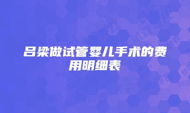 吕梁做试管婴儿手术的费用明细表