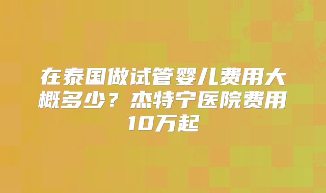 在泰国做试管婴儿费用大概多少？杰特宁医院费用10万起