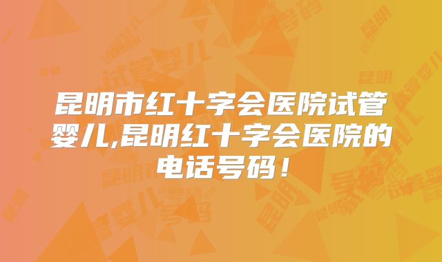 昆明市红十字会医院试管婴儿,昆明红十字会医院的电话号码！