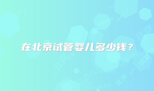 在北京试管婴儿多少钱？