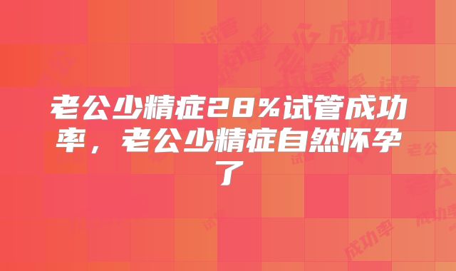 老公少精症28%试管成功率，老公少精症自然怀孕了