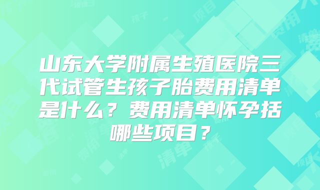 山东大学附属生殖医院三代试管生孩子胎费用清单是什么？费用清单怀孕括哪些项目？