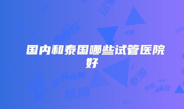 国内和泰国哪些试管医院好