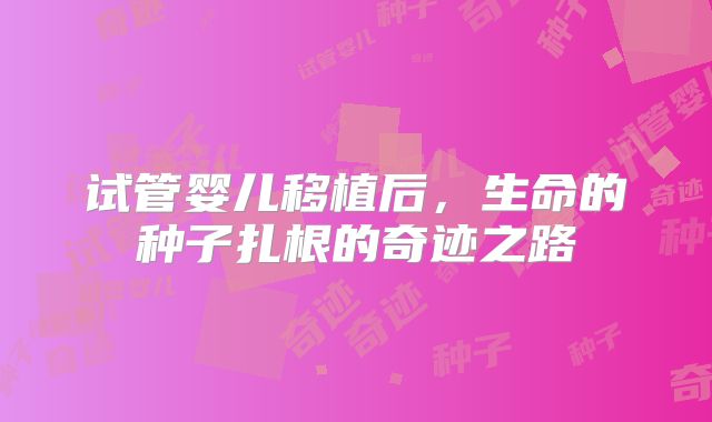 试管婴儿移植后,生命的种子扎根的奇迹之路