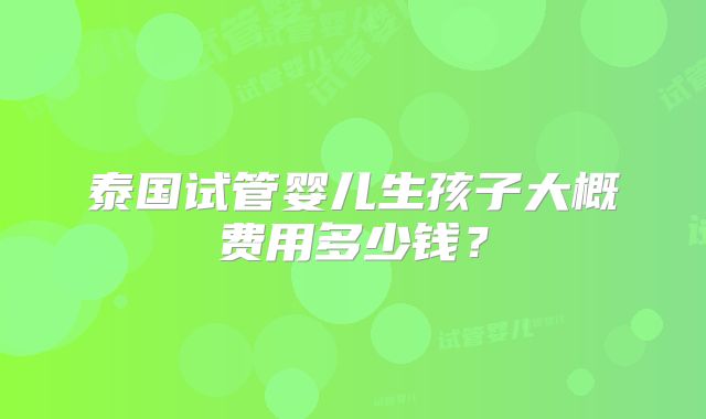 泰国试管婴儿生孩子大概费用多少钱？