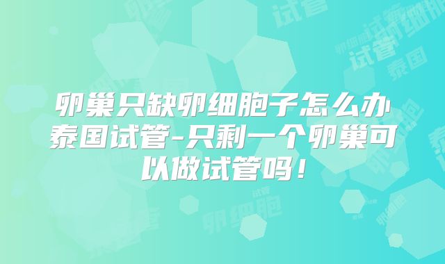 卵巢只缺卵细胞子怎么办泰国试管-只剩一个卵巢可以做试管吗!