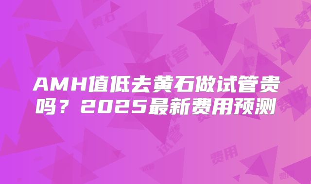 AMH值低去黄石做试管贵吗?2025最新费用预测