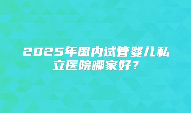 2025年国内试管婴儿私立医院哪家好?