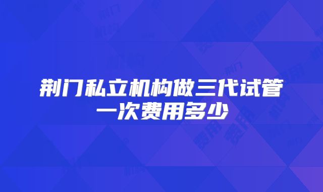 荆门私立机构做三代试管一次费用多少