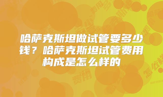 哈萨克斯坦做试管要多少钱？哈萨克斯坦试管费用构成是怎么样的