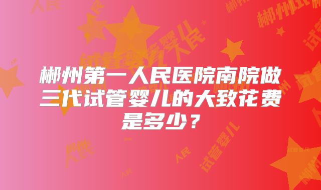 郴州第一人民医院南院做三代试管婴儿的大致花费是多少？