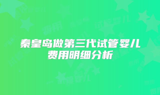 秦皇岛做第三代试管婴儿费用明细分析