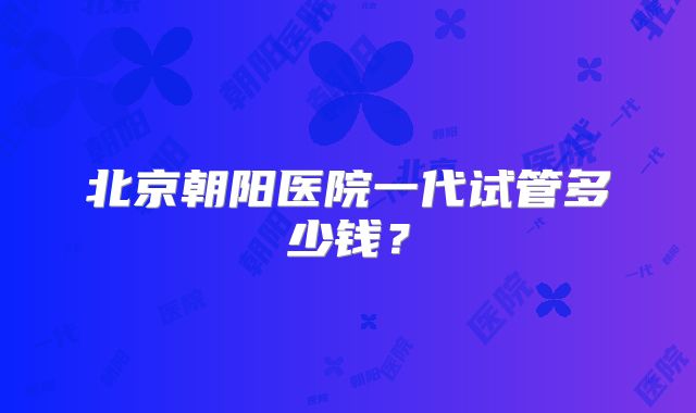 北京朝阳医院一代试管多少钱?