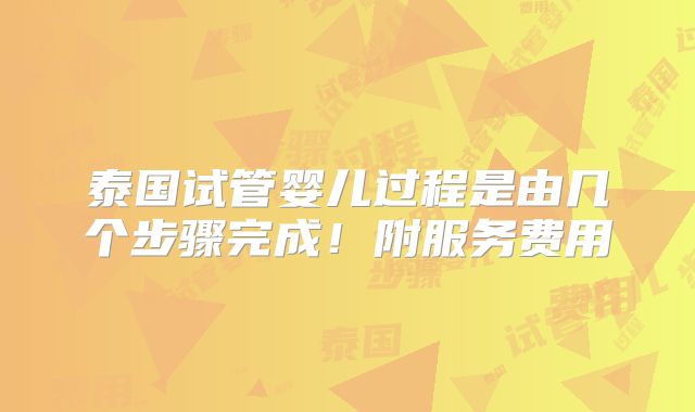 泰国试管婴儿过程是由几个步骤完成！附服务费用