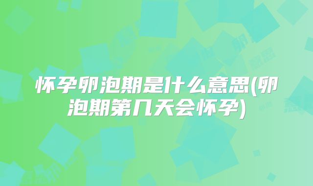 怀孕卵泡期是什么意思(卵泡期第几天会怀孕)