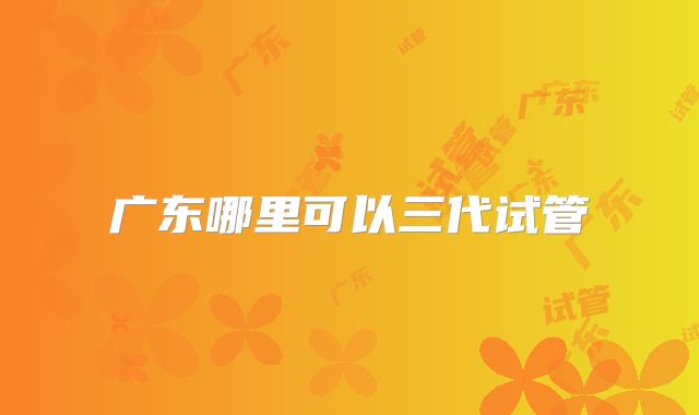 广东哪里可以三代试管