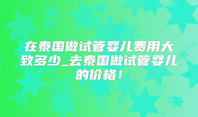 在泰国做试管婴儿费用大致多少_去泰国做试管婴儿的价格！