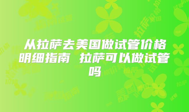 从拉萨去美国做试管价格明细指南 拉萨可以做试管吗
