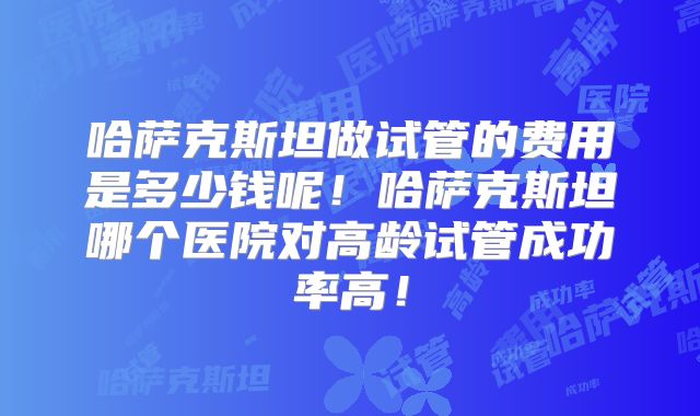 哈萨克斯坦做试管的费用是多少钱呢！哈萨克斯坦哪个医院对高龄试管成功率高！