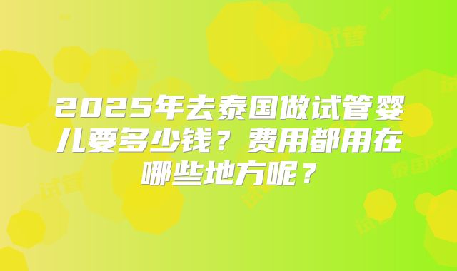 2025年去泰国做试管婴儿要多少钱？费用都用在哪些地方呢？