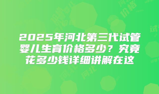 2025年河北第三代试管婴儿生育价格多少？究竟花多少钱详细讲解在这