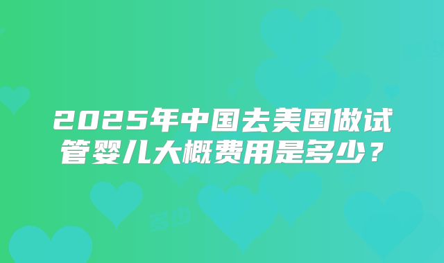 2025年中国去美国做试管婴儿大概费用是多少?