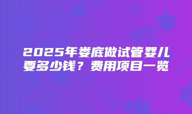 2025年娄底做试管婴儿要多少钱？费用项目一览