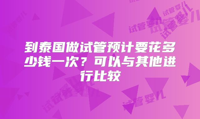 到泰国做试管预计要花多少钱一次?可以与其他进行比较