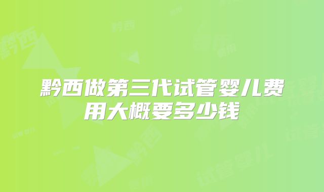 黔西做第三代试管婴儿费用大概要多少钱