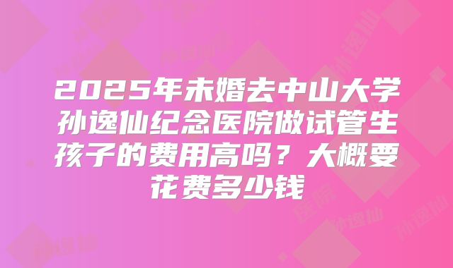 2025年未婚去中山大学孙逸仙纪念医院做试管生孩子的费用高吗?大概要花费多少钱