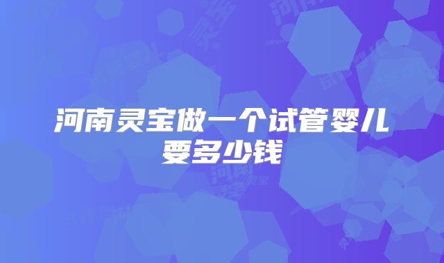 河南灵宝做一个试管婴儿要多少钱