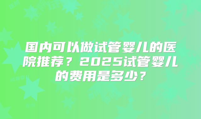 国内可以做试管婴儿的医院推荐?2025试管婴儿的费用是多少?