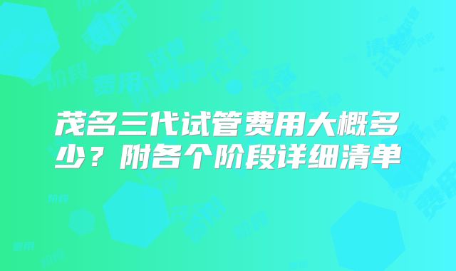 茂名三代试管费用大概多少？附各个阶段详细清单