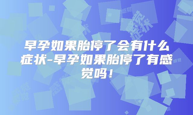 早孕如果胎停了会有什么症状-早孕如果胎停了有感觉吗!