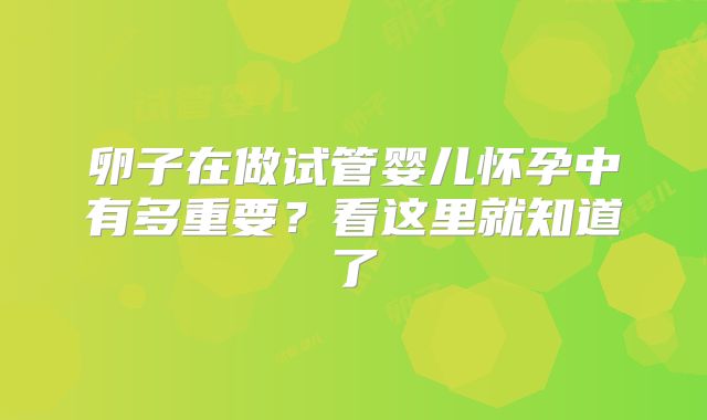 卵子在做试管婴儿怀孕中有多重要?看这里就知道了