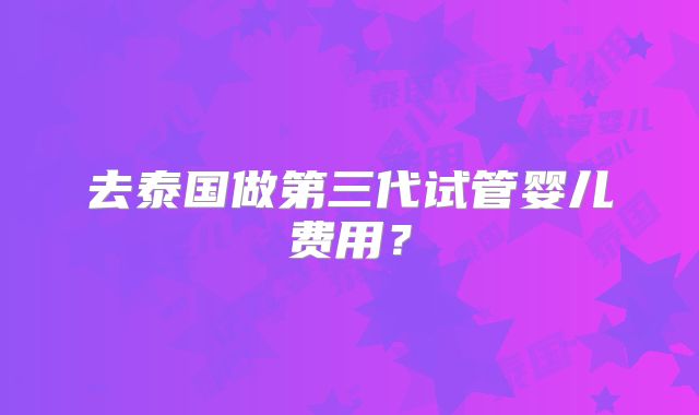 去泰国做第三代试管婴儿费用？