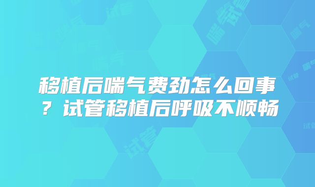 移植后喘气费劲怎么回事?试管移植后呼吸不顺畅
