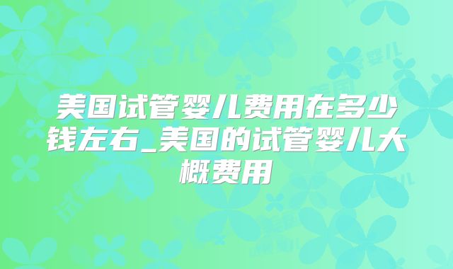 美国试管婴儿费用在多少钱左右_美国的试管婴儿大概费用