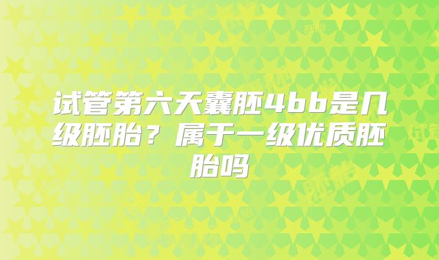 试管第六天囊胚4bb是几级胚胎？属于一级优质胚胎吗