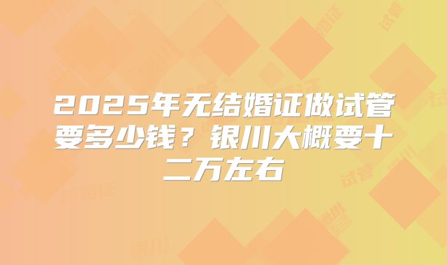 2025年无结婚证做试管要多少钱？银川大概要十二万左右