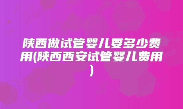 陕西做试管婴儿要多少费用(陕西西安试管婴儿费用)