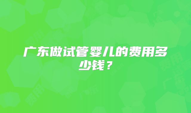 广东做试管婴儿的费用多少钱？