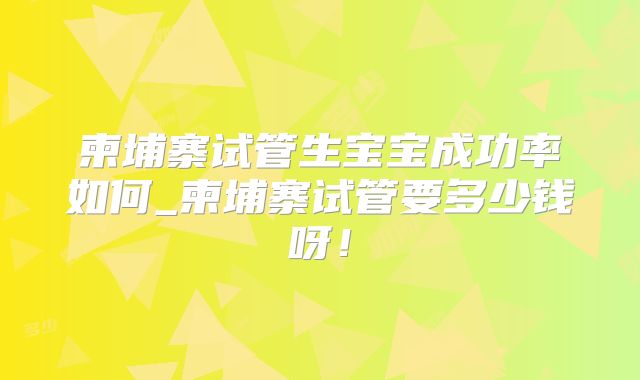 柬埔寨试管生宝宝成功率如何_柬埔寨试管要多少钱呀！