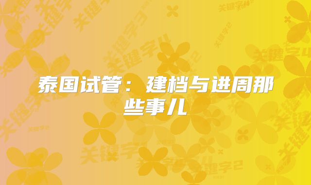 泰国试管:建档与进周那些事儿