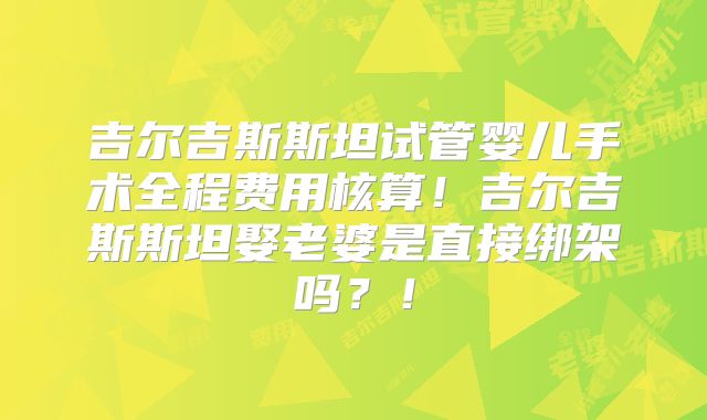 吉尔吉斯斯坦试管婴儿手术全程费用核算！吉尔吉斯斯坦娶老婆是直接绑架吗？！