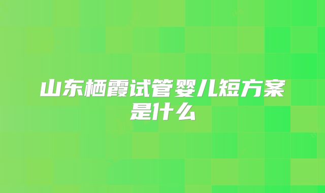 山东栖霞试管婴儿短方案是什么