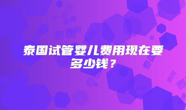 泰国试管婴儿费用现在要多少钱？